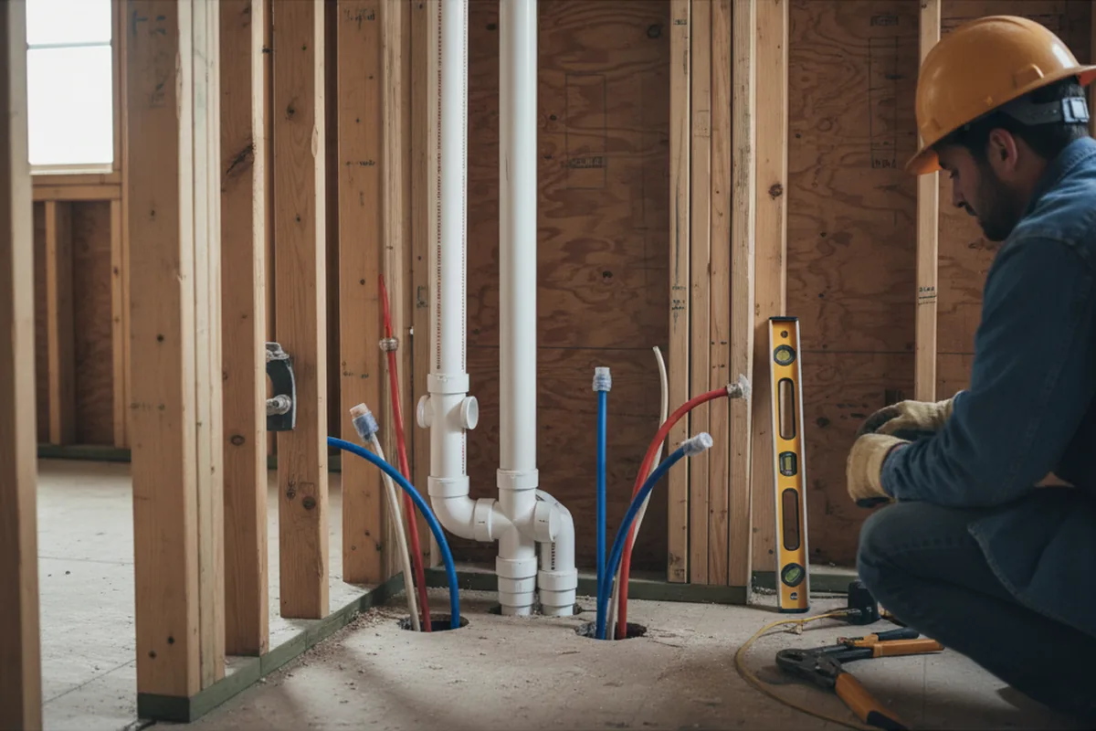 Drain and supply rough-in during Leak Detection in Landrum