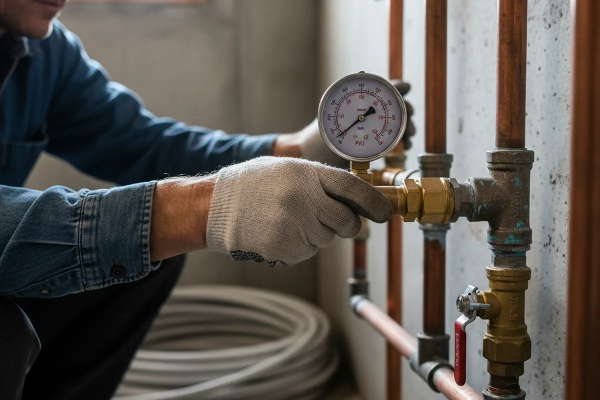 Pressure testing a repaired line during Water Line Repair in Landrum